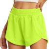 PrinStory Women's Running Shorts Summer High Waisted Quick Dry Athletic Work Out Gym Zipper Pocket Shorts with Liner