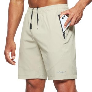 Pudolla Men's Workout Running Shorts Lightweight Gym Athletic Shorts for Men with Zipper Pockets