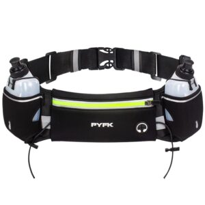 PYFK Upgraded Running Belt with Water Bottles, Hydration Belt for Men and Women, Water Bottle Holder Running Pouch Belt, Fanny Pack Fits 7 inches Phones, Waist pack for Running...