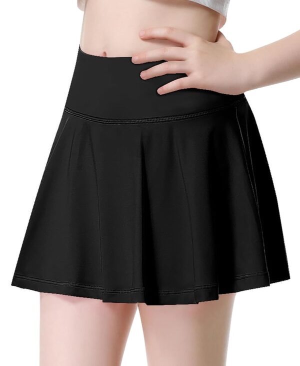 QooNoo Girls Pleated Tennis Skirt Athletic Running Skorts for Kids High Waisted Golf Skorts with Pockets Casual