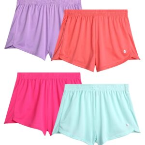 RBX Girls' Active Shorts - 4 Pack Athletic Gym Dolphin Shorts (Size: 4-16)