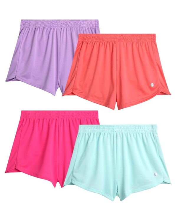 RBX Girls' Active Shorts - 4 Pack Athletic Gym Dolphin Shorts (Size: 4-16)