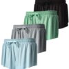 Real Essentials 4 Pack: Girls 2-in-1 Flowy Shorts with Spandex Liner Youth Butterfly Skirts - Athletic Dance (Ages 4-18)