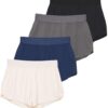 Real Essentials 4 Pack: Girls Athletic Performance Running Shorts with Drawstring & Pockets