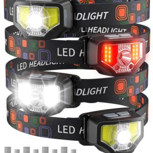 Rechargeable LED Headlamp, 1200 Lumen Super Bright, Waterproof for Hiking, Running, Fishing, Cycling - With Motion Sensor