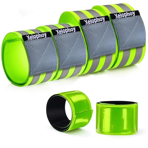 Reflective Band for Night Running Walking, 6 PCS Premium Reflective Bands for Arm/Wrist/Ankle/Leg, High Visibility Reflective Running Gear Adjustable for Men and Women