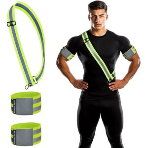 Reflective Running Gear, Reflective Sash, Night Dog Walking Safety Gear, High Visibility Reflective Safety Running Belts for Women, Night Jogging Safety Gear Reflective Belt and...