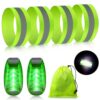 Reflective Running Gear Set Include 2 Pieces LED Safety Lights and 4 Reflective Bands for Wrist Arm Ankle Leg Reflective Straps Tape High Visibility Reflector Bands Strobe...