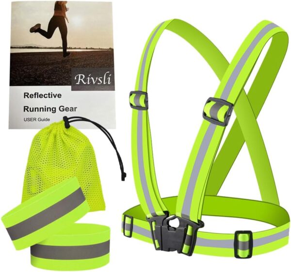 Reflective Vest for Walking at night 360°High Visibility Running Vest Reflective Belt With 2Pack Reflector Armbands Adjustable Elastic Safety Vest Reflective Running Gear For...