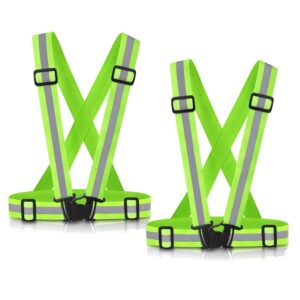 Reflective Vest Gear 2Pack, High Visible Safety Running Vest for Running Biking Motorcycle Dog Walking, Adjustable fits Men Women Kids