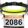 RJ-Sport Triathlon Belt with Pouch - Race Number Bib Holder with 6 Gel Loops, Ideal for Running, Cycling & Marathon (Yellow)