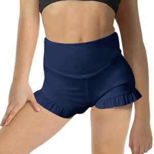 rrhss Girls Athletic Ruffle Shorts High Waisted Yoga Dance Shorts Comfy Workout Gymnastics Shorts