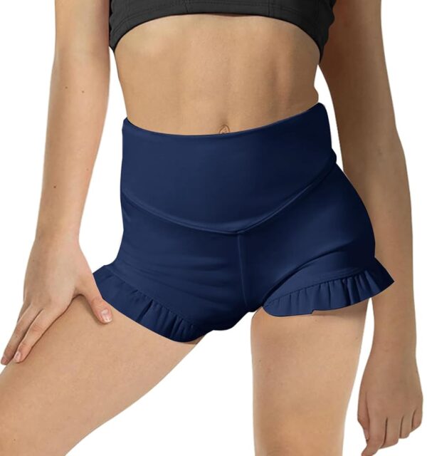 rrhss Girls Athletic Ruffle Shorts High Waisted Yoga Dance Shorts Comfy Workout Gymnastics Shorts