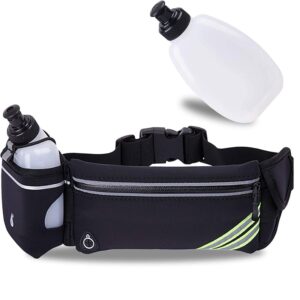 Running Belt with Water Bottle Holder for iPhone 15 14 13 12 11 Pro Max Xr Xs X 8 7 6S 6 Plus Mini/Galaxy,Reflective Phone Belt Bag for Running Women Men Hydration Waist Bags...