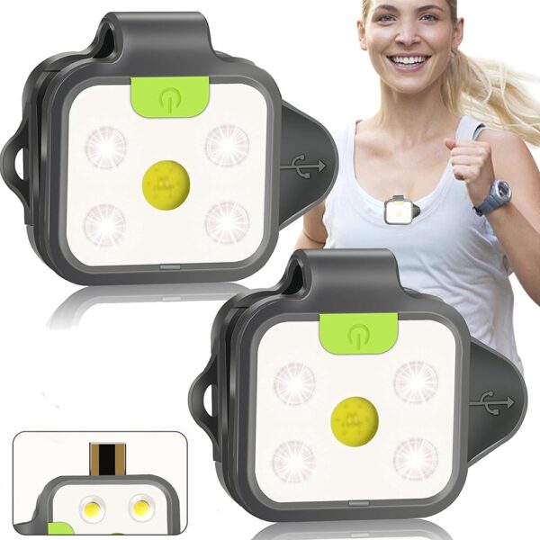 Running Light, 2Pack Reflective Safety-Light for Runners, Rechargeable LED Light, Clip On Running Lights with Runners and Joggers for Camping, Hiking, Running, Outdoor Adventure...