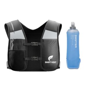 Running Phone Holder Vest with 500ml/17oz Running Water Bottle | Waterproof Pouch | Reflective Hydration Vest | Adjustable | Lightweight | 6 Pockets for Running Accessories -...