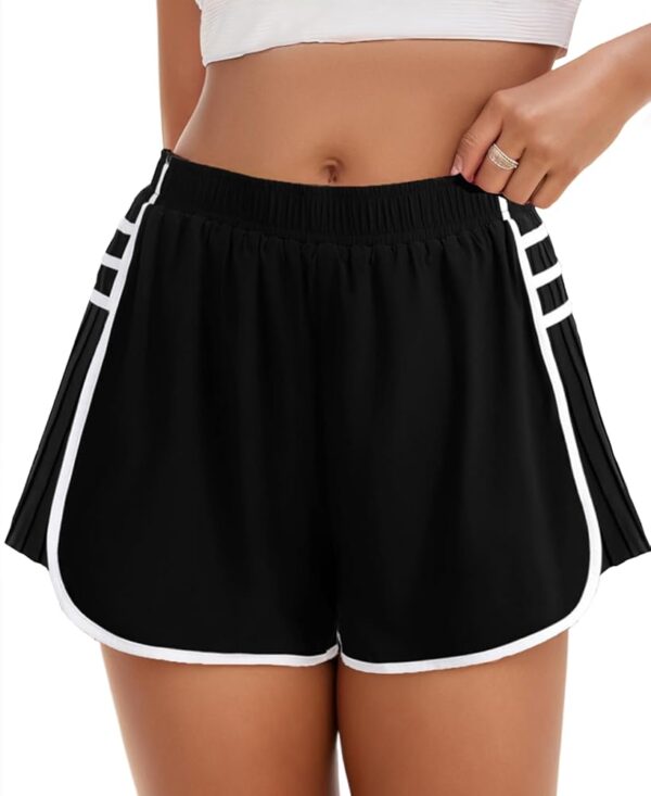 Running Shorts for Women High Waisted Athletic Shorts Quick Dry Flowy Workout Pleated Butterfly Short with Pockets