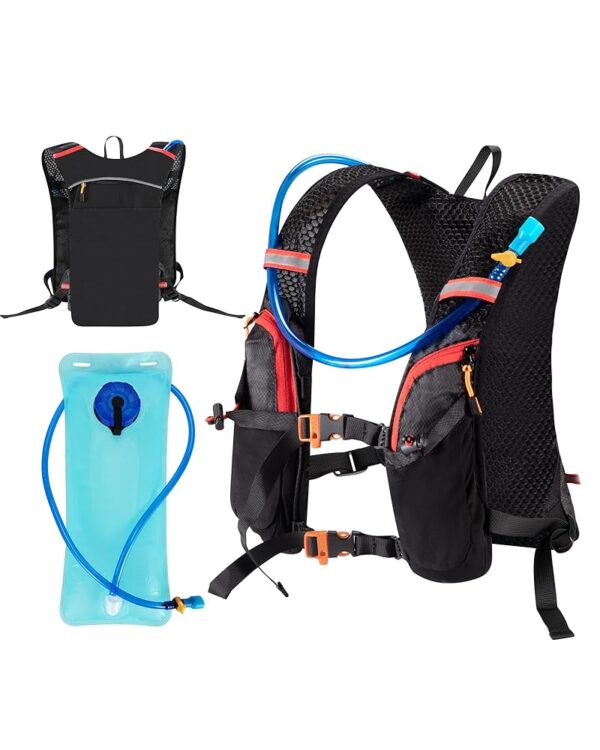 Running Vest Hydration Backpack with 2L Water Bladder, Ideal for Men and Women in Cycling, Hiking, and Outdoor Activities Lightweight Breathable Mesh, Adjustable Straps, Night...