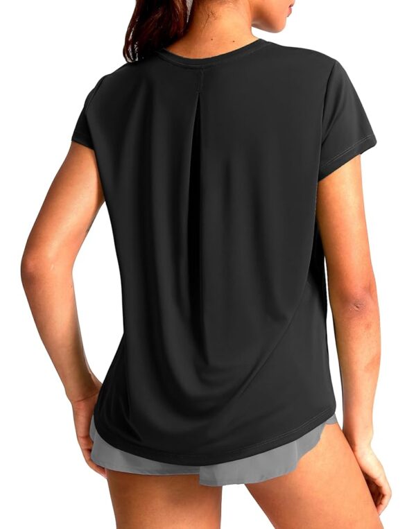 SANTINY Short Sleeve Workout Tops for Women Loose Fit Yoga T-Shirts Lightweight Breathable Running Athletic Tee Shirts