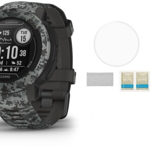 SETPOT Garmin Instinct 2 GPS Rugged Outdoor 45mm Watch, Multi-GNSS Support, Tracback Routing, Bluetooth, Sports Apps | Protective Bundle with Tempered Glass HD Screen Protector...