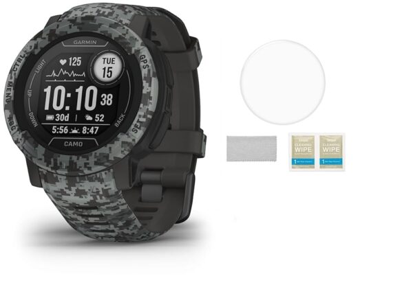 SETPOT Garmin Instinct 2 GPS Rugged Outdoor 45mm Watch, Multi-GNSS Support, Tracback Routing, Bluetooth, Sports Apps | Protective Bundle with Tempered Glass HD Screen Protector...