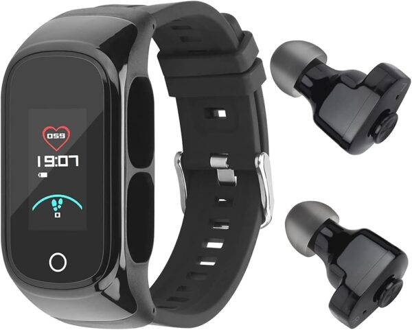 Smart Watch with Earbuds,2 in 1 Watch with Earbuds for Android iOS Can Receive Calls Messages Sleep Tracker Calorie Counter for Men Women Kids (Dull Black)