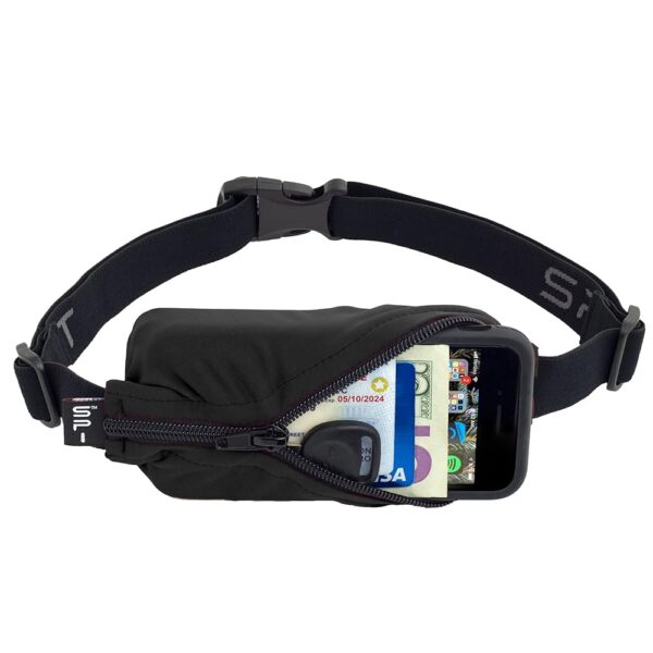 SPIbelt Original Pocket Running Belt for Women Men, Phone Holder for Running, Running Fanny Pack, Holder for Phone, Running Waist Pack, Pouch Expands, Adjustable, Black/Black...