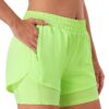 Stelle Women 2 in 1 Running Shorts High Waisted Athletic Shorts Gym Workout Shorts with Liner Zipper Pockets