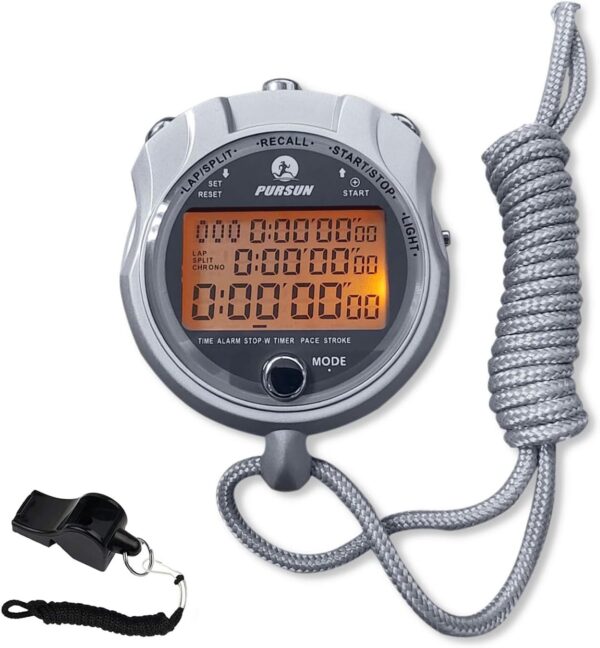 Stopwatch,Metal Stop Watch for Sports with Backlight Memory Stopwatches Timer for Sports and Competitions (100 Lap with Backlight)