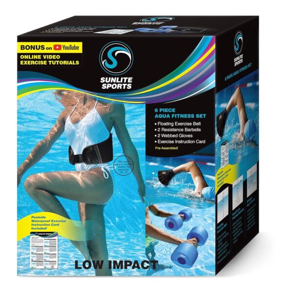 Sunlite Sports Water Workout Combo Set, High Density Water Weight, Swim Belt, Soft Padded, Water Aerobics, Aqua Therapy, Pool Fitness, Water Exercise