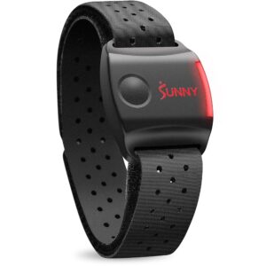 Sunny Health & Fitness Heart Rate Monitor Armband with LED Indicator, Step Counter, Comfortable Strap for Fitness, Training, Exercise and Bluetooth and ANT+ Enabled with...