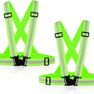 Tenalleys 2 Pack Reflective Vest Running Gear Adjustable High Visibility Reflective Running Safety Vest for Women Men Night Cycling,Hiking, Jogging,Dog Walking