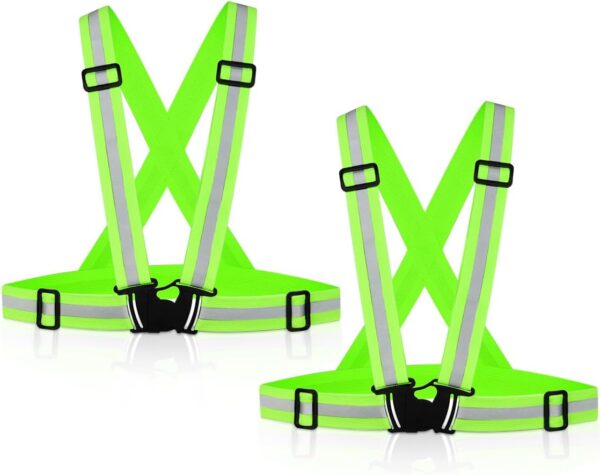 Tenalleys 2 Pack Reflective Vest Running Gear Adjustable High Visibility Reflective Running Safety Vest for Women Men Night Cycling,Hiking, Jogging,Dog Walking