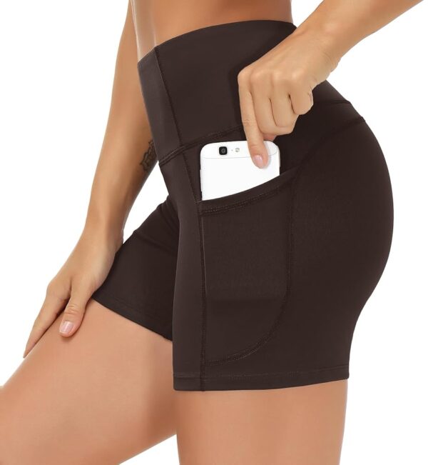 THE GYM PEOPLE High Waist Yoga Shorts for Women's Tummy Control Fitness Athletic Workout Running Shorts with Deep Pockets