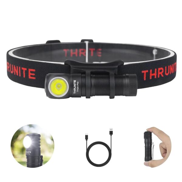 ThruNite TH20 Pro 1010 Lumen Rechargeable LED Headlamp, Powerful Right Angle Flashlight Compatible with AA Battery, for Indoor & Outdoor Adventures in Hiking, Camping,...