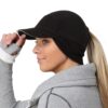 TrailHeads Fleece Ponytail Hat for Women – Trailblazer Reflective Winter Hat with Ponytail Hole for Workouts