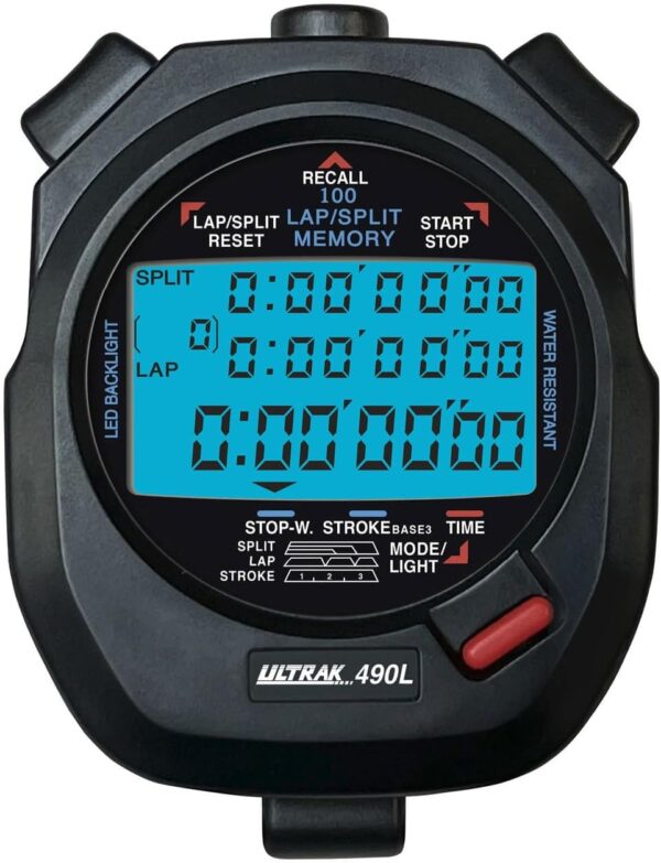 ULTRAK 490L - LED Backlight 100 Dual Split Memory Stopwatch