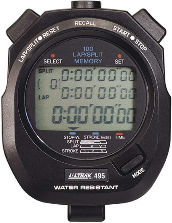 ULTRAK 495 100 Lap Memory Black Professional Stopwatches Continuous Display of Event Time New