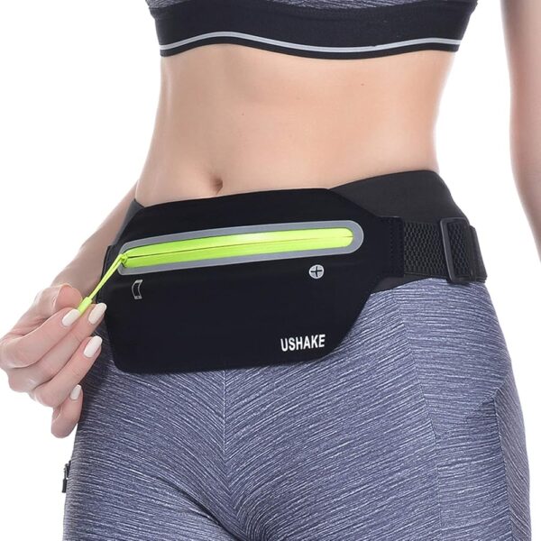 USHAKE Slim Running Belt, Ultra Light Bounce Free Waist Pouch Fitness Workout Belt Sport Waist Pack Exercise Waist Bag for Apple iPhone Samsung in Running Gym Marathon Cycling