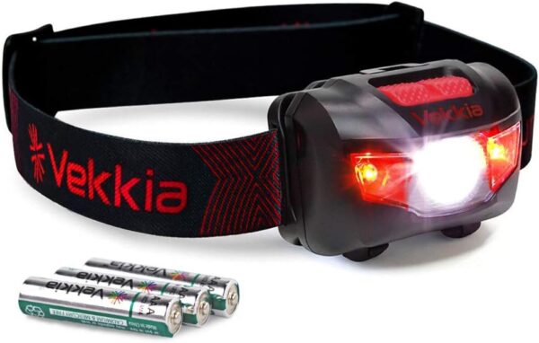 Vekkia Ultra Bright LED Headlamp-5 Lighting Modes,White & Red LEDs Head Lamp, Camping Accessories Gear. IPX6 Waterproof Headlight for Running,Cycling,Fishing,Hiking,Repairing....