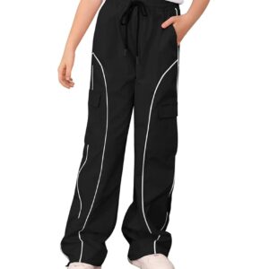 Vogseek Girls Cargo Pants for 7-14 Years Girl's Y2K Joggers Trousers Kids Baggy Pant with Pockets