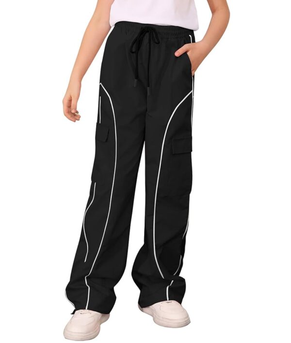 Vogseek Girls Cargo Pants for 7-14 Years Girl's Y2K Joggers Trousers Kids Baggy Pant with Pockets