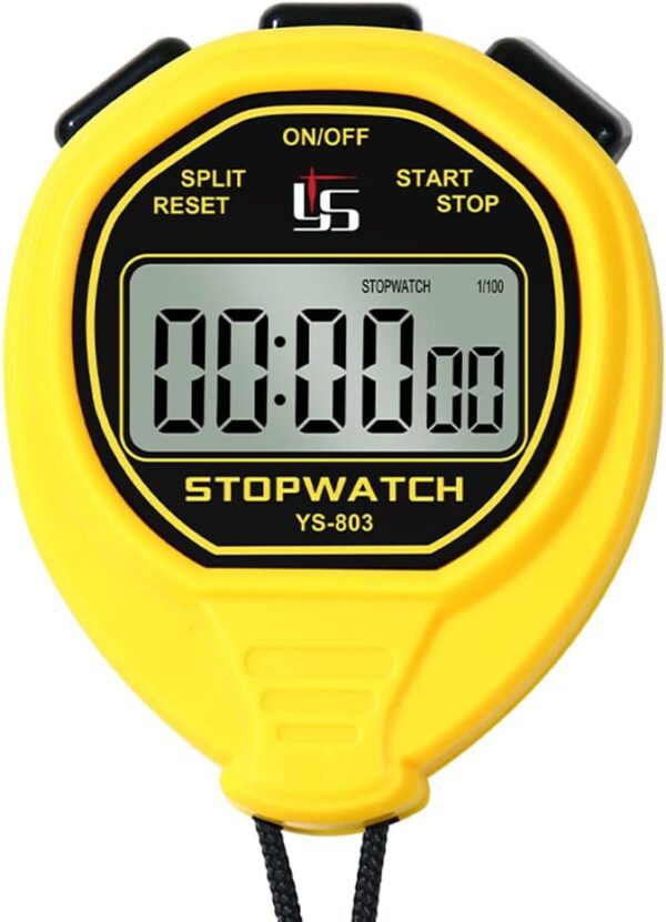 Waterproof Silent Stopwatch Timer with ON/Off, Basic Operation, Stopwatch Mode Only, for Swimming Running Training, for Coaches Referees Teachers (Yellow) Water Resistant