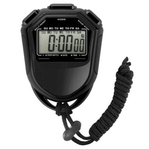 Waterproof Stopwatch Digital Handheld LCD Timer Chronograph Sports Counter with Strap for Swimming Running Football Training