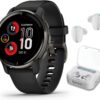 Wearable4U - Garmin Venu 2 Plus GPS Multisport Smartwatch, 1.7 in. with Call and Text, Music, Adv HM+FF, Slate Bezel with Black Case and White Earbuds Bundle