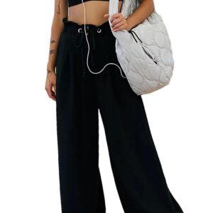 Wide Leg Sweatpants Women High Waisted Cotton Baggy Flared Workout Pants Drawstring Athletic Joggers