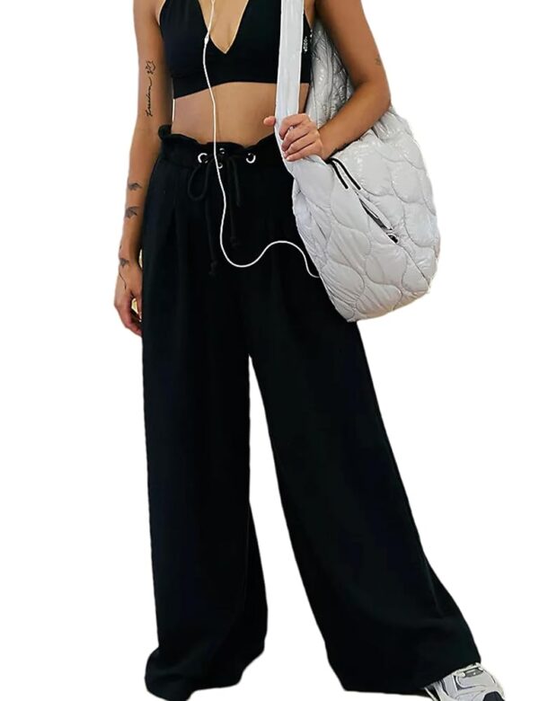 Wide Leg Sweatpants Women High Waisted Cotton Baggy Flared Workout Pants Drawstring Athletic Joggers