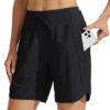 Willit Women's 7" Athletic Running Shorts Long Workout Hiking Shorts Quick Dry High Waisted Active Shorts Zipper Pocket