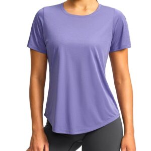 Women's Short Sleeve Workout Shirts Breathable UPF 50+ Sun Protection T-Shirts Quick Dry Gym Running Hiking Tops