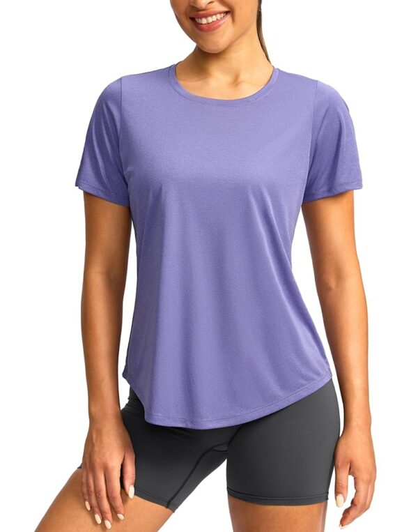 Women's Short Sleeve Workout Shirts Breathable UPF 50+ Sun Protection T-Shirts Quick Dry Gym Running Hiking Tops